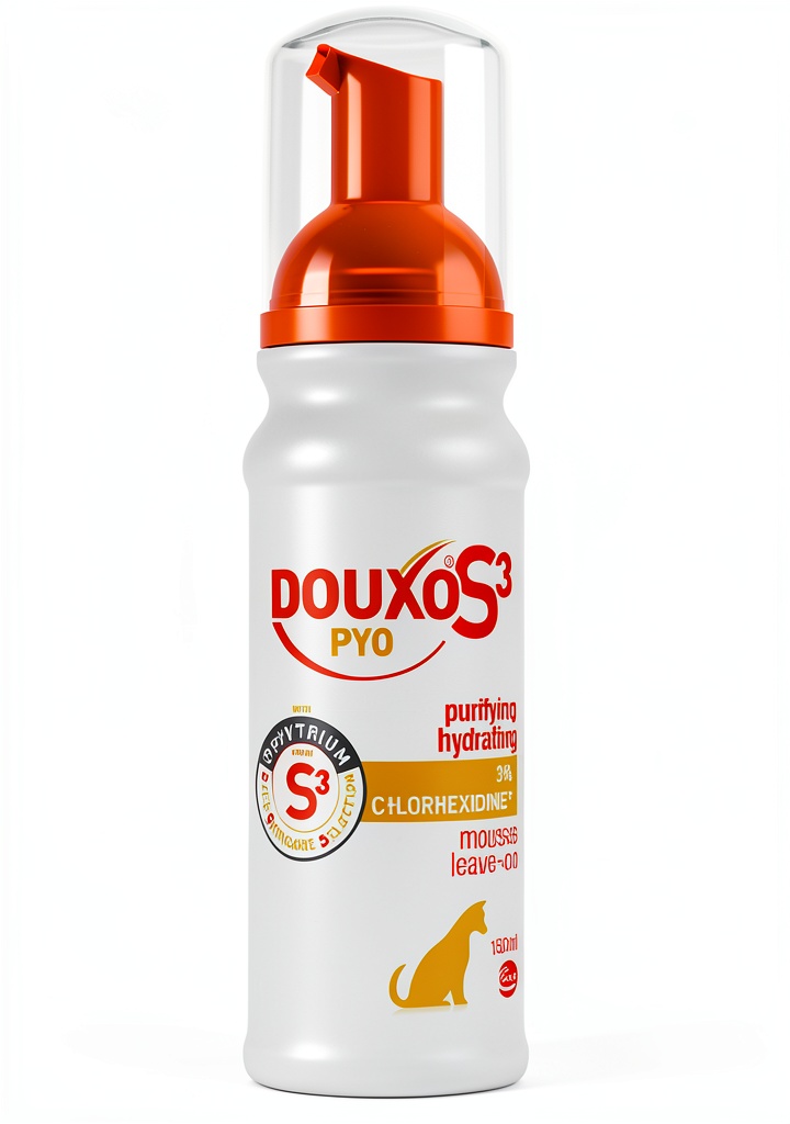 Douxo S3 Mousse applied to a dog's skin for soothing relief