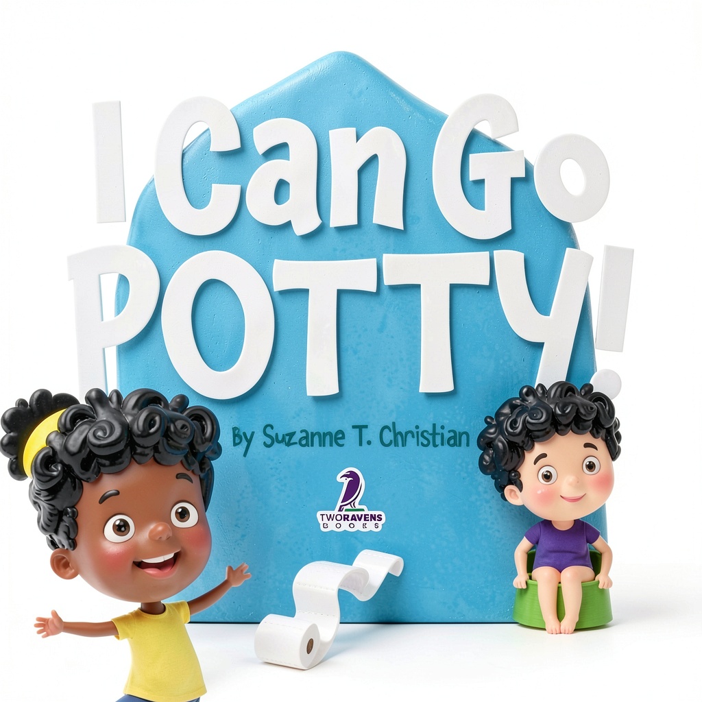 'Two Ravens Books toddler toilet training Kindle book displayed on tablet'