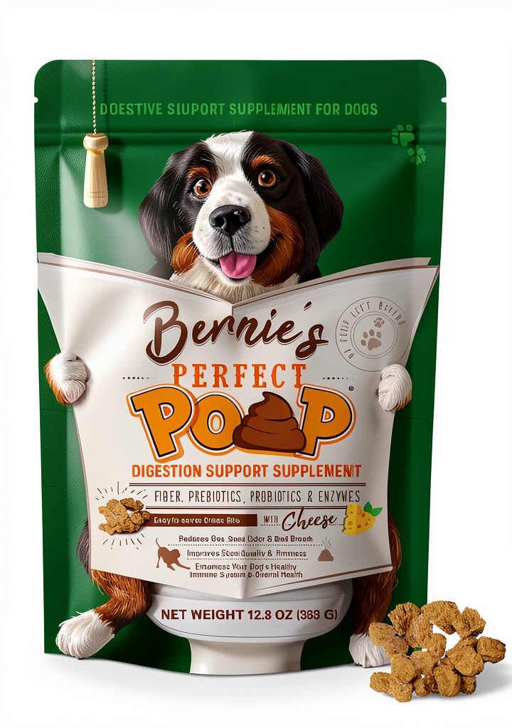 Bernie's Best high fiber grass bits mixed with dog food