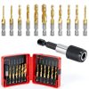 QWORK 3-in-1 Drill Bit Set High-Speed Steel Titanium Alloy-0