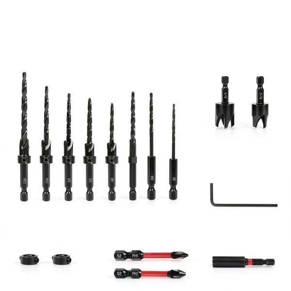 Countersink Drill Bit Set TEWORDA 15pc Nitride HSS-2