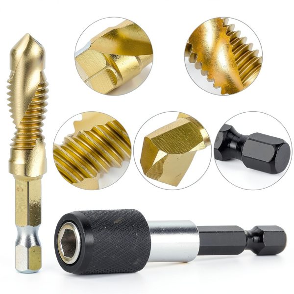 QWORK 3-in-1 Drill Bit Set High-Speed Steel Titanium Alloy-2