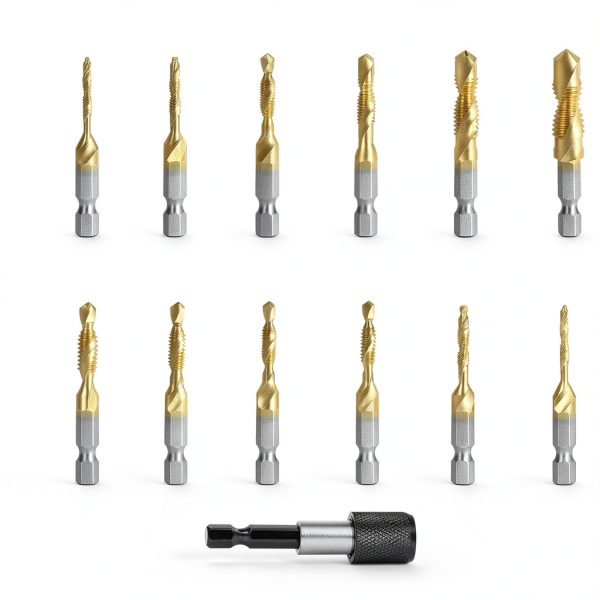 QWORK 3-in-1 Drill Bit Set High-Speed Steel Titanium Alloy-5