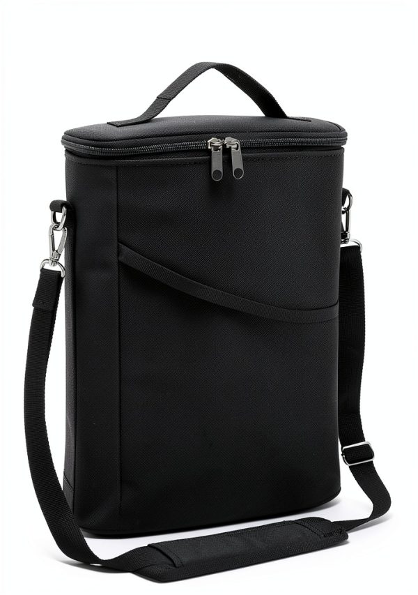 Wine Cooler Bag 2‑Bottle Insulated Tote with Handle – Bruwaa Black-6