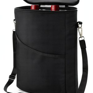 Wine Cooler Bag 2‑Bottle Insulated Tote with Handle – Bruwaa Black-0