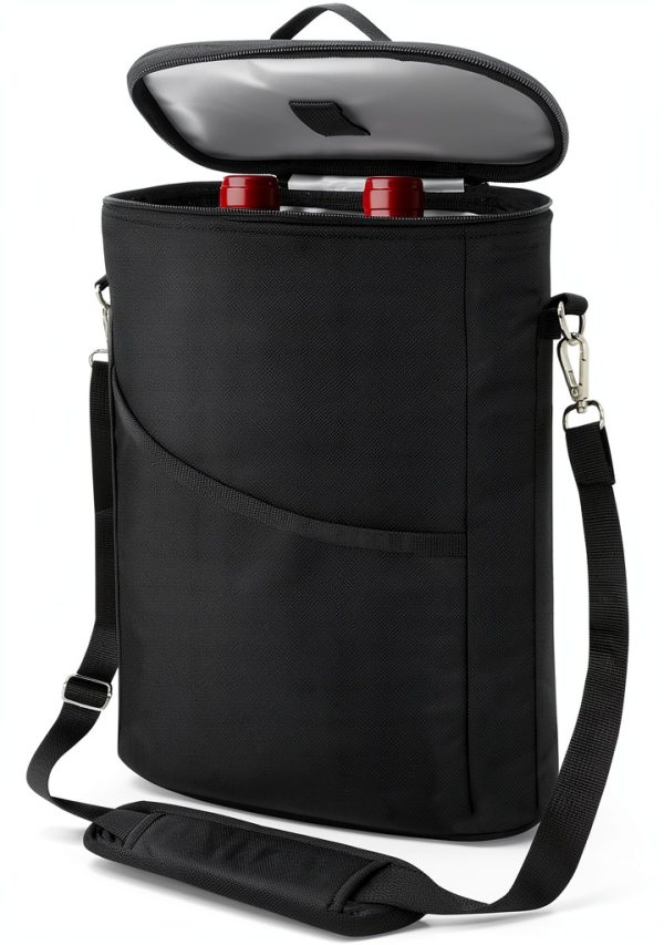Wine Cooler Bag 2‑Bottle Insulated Tote with Handle – Bruwaa Black-0