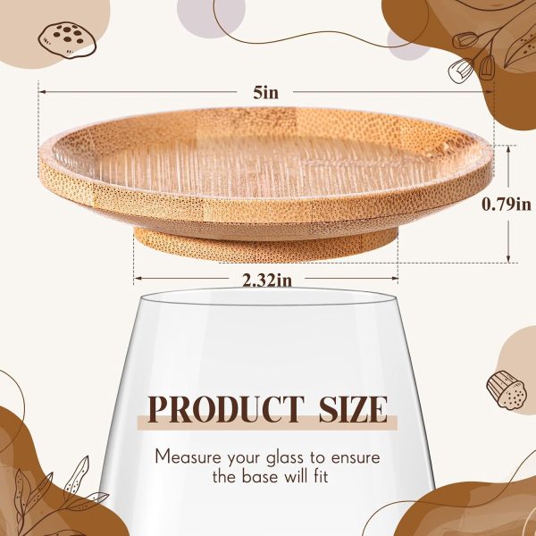 Mumufy 8 Pcs Wine Glass Charcuterie Topper Bamboo Round Mini Charcuterie Boards Dual Use Cups Topper Plates for Family Gatherings Bars Restaurants (4'')-1