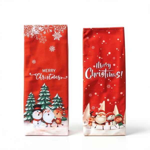 Yahpetes Christmas Wine Bottle Bag 2Pcs Xmas Gift Bags Santa Clause, Snowman Red Wine Bottle Cover Bags with Drawstring for Christmas Party Decorations-1