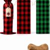 Christmas Wine Bag DULEFUN 12pcs Set Buffalo Plaid Reusable Burlap-1
