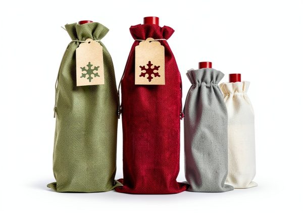 Burlap Wine Gift Bags DIYASY 12pcs with Snowflake Tags & Jute Twine-6