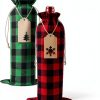 Christmas Wine Bag DULEFUN 12pcs Set Buffalo Plaid Reusable Burlap-2