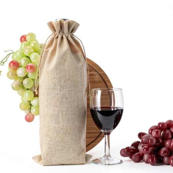 HRX Package 10pcs Burlap Wine Bags for 1.5L Magnum Bottles, Hessian Cloth Glass Liquor Bottle Bags Covers for Christmas Wedding Party-5