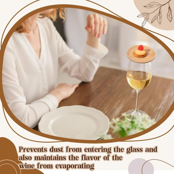 Mumufy 8 Pcs Wine Glass Charcuterie Topper Bamboo Round Mini Charcuterie Boards Dual Use Cups Topper Plates for Family Gatherings Bars Restaurants (4'')-5
