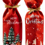 Yahpetes Christmas Wine Bottle Bag 2Pcs Xmas Gift Bags Santa Clause, Snowman Red Wine Bottle Cover Bags with Drawstring for Christmas Party Decorations-0