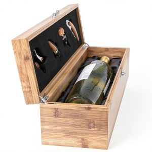 Wine Gift Box Set by Case Elegance Real Bamboo Secure Fit-0