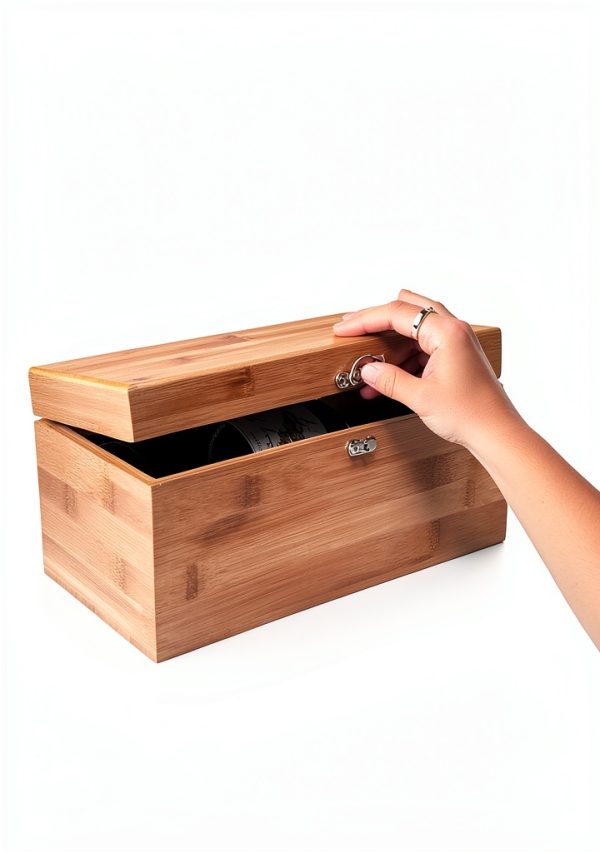 Wine Gift Box Set by Case Elegance Real Bamboo Secure Fit-4