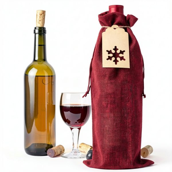 Burlap Wine Gift Bags DIYASY 12pcs with Snowflake Tags & Jute Twine-4