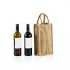 Jute Burlap 2 Bottle Wine Gift Tote Bags with Soft Cotton Handles Reusable for Wedding, Parties,Birthdays-4