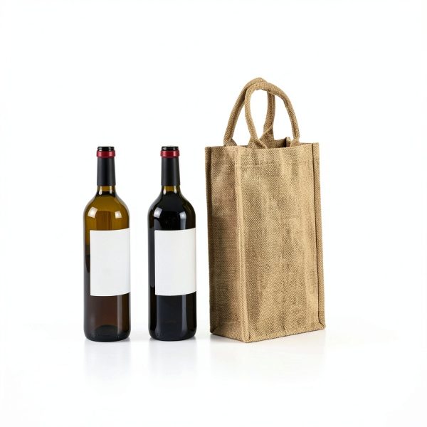 Jute Burlap 2 Bottle Wine Gift Tote Bags with Soft Cotton Handles Reusable for Wedding, Parties,Birthdays-4