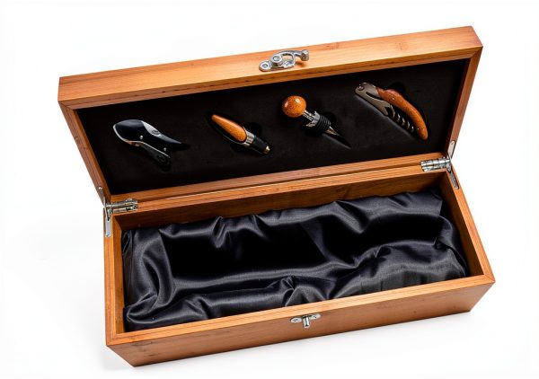 Wine Gift Box Set by Case Elegance Real Bamboo Secure Fit-6