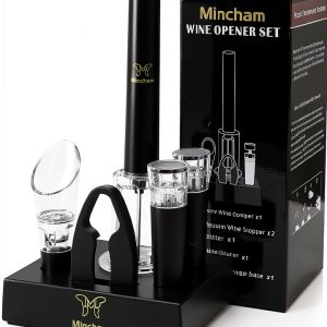 Air Pressure Wine Bottle Opener Mincham 6in1 Foil Cutter & Aerator-0