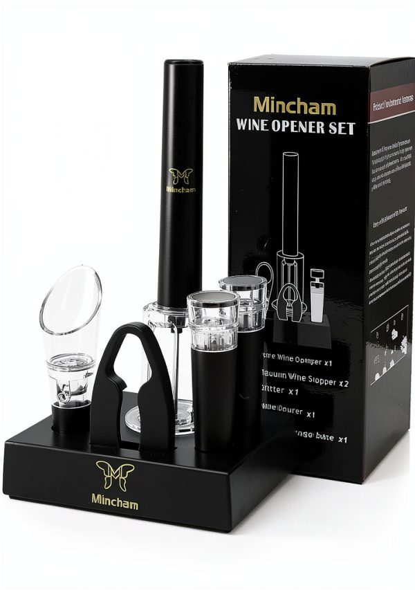 Air Pressure Wine Bottle Opener Mincham 6in1 Foil Cutter & Aerator-0