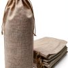 HRX Package 10pcs Burlap Wine Bags for 1.5L Magnum Bottles, Hessian Cloth Glass Liquor Bottle Bags Covers for Christmas Wedding Party-0