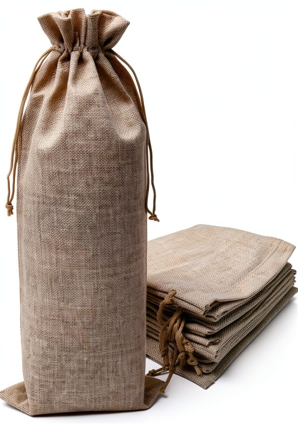 HRX Package 10pcs Burlap Wine Bags for 1.5L Magnum Bottles, Hessian Cloth Glass Liquor Bottle Bags Covers for Christmas Wedding Party-0