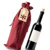 Burlap Wine Gift Bags DIYASY 12pcs with Snowflake Tags & Jute Twine-2