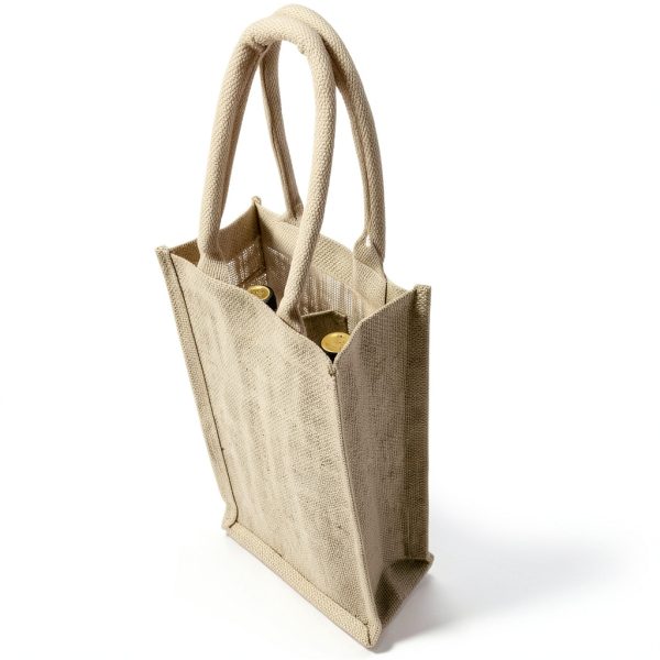 Jute Burlap 2 Bottle Wine Gift Tote Bags with Soft Cotton Handles Reusable for Wedding, Parties,Birthdays-5