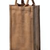 Jute Burlap 2 Bottle Wine Gift Tote Bags with Soft Cotton Handles Reusable for Wedding, Parties,Birthdays-0