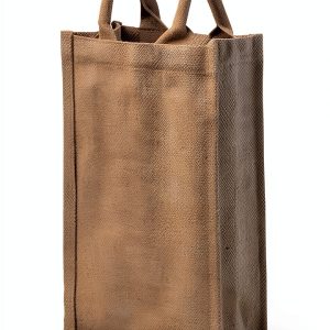 Jute Burlap 2 Bottle Wine Gift Tote Bags with Soft Cotton Handles Reusable for Wedding, Parties,Birthdays-0