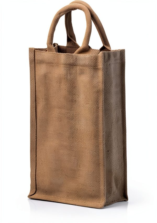 Jute Burlap 2 Bottle Wine Gift Tote Bags with Soft Cotton Handles Reusable for Wedding, Parties,Birthdays-0