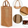 Jute Burlap 2 Bottle Wine Gift Tote Bags with Soft Cotton Handles Reusable for Wedding, Parties,Birthdays-2