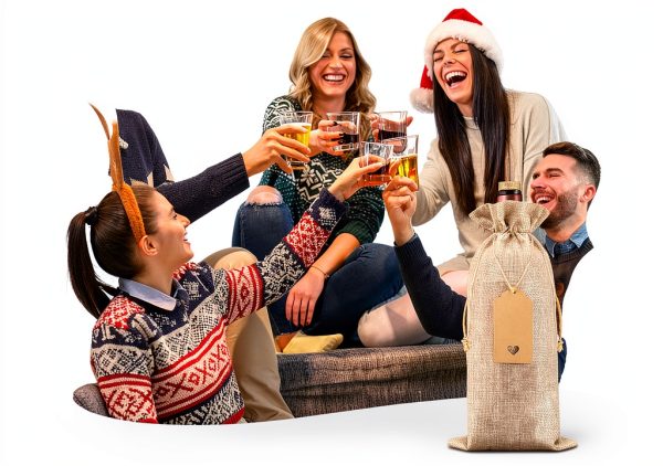 Burlap Wine Bags Homum 12 Piece Set with Gift Tags and Drawstring-5