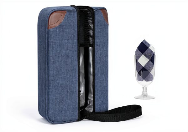 Wine Bag ALLCAMP Insulated Cooler with Glasses Opener Blue 1 Bottle-1
