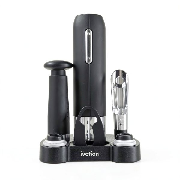 Wine Gift Set Ivation Opener Aerator Vacuum Preserver Matt Black-2