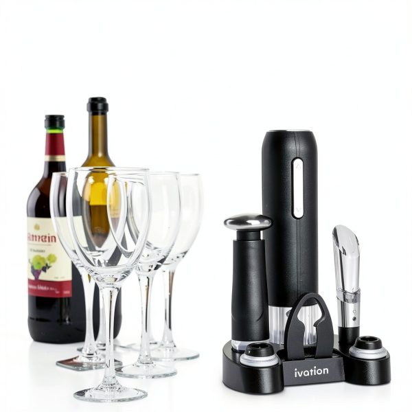 Wine Gift Set Ivation Opener Aerator Vacuum Preserver Matt Black-7