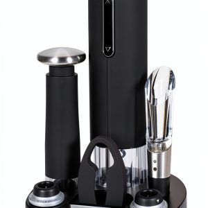 Wine Gift Set Ivation Opener Aerator Vacuum Preserver Matt Black-0